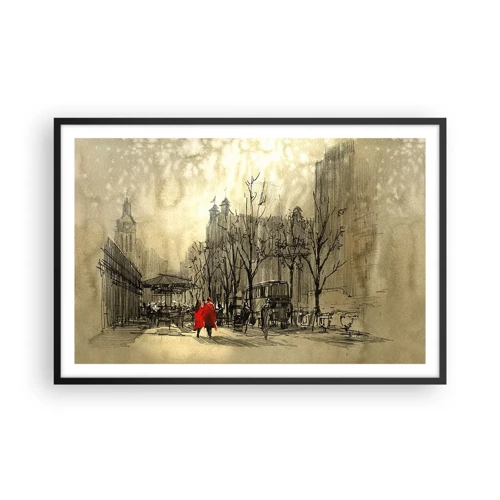 Affiche dans un cadre noir - Poster - Rendez-vous dans le brouillard de Londres - 91x61 cm