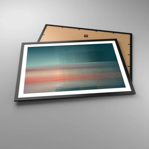 Affiche dans un cadre noir - Poster - Résumé : vagues de lumière - 70x50 cm