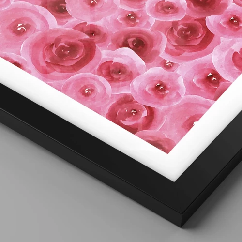 Affiche dans un cadre noir - Poster - Roses en-haut et en-bas - 40x40 cm