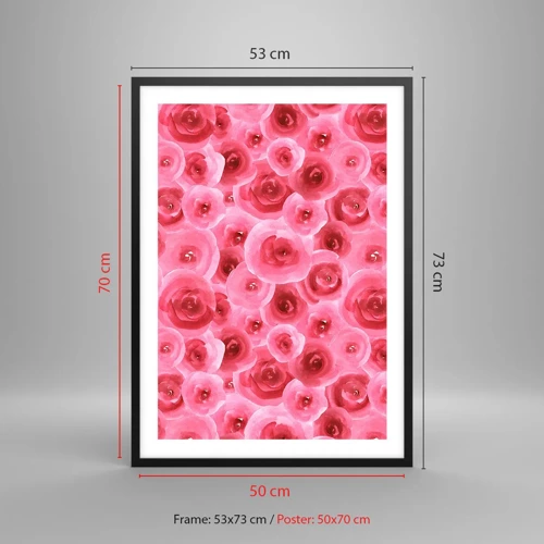 Affiche dans un cadre noir - Poster - Roses en-haut et en-bas - 50x70 cm