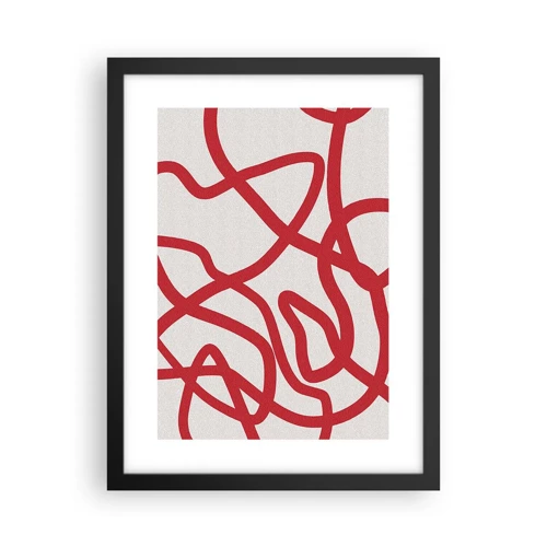 Affiche dans un cadre noir - Poster - Rouge sur blanc - 30x40 cm