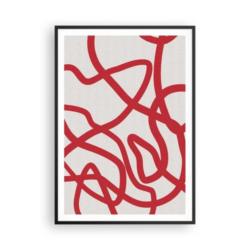 Affiche dans un cadre noir - Poster - Rouge sur blanc - 70x100 cm