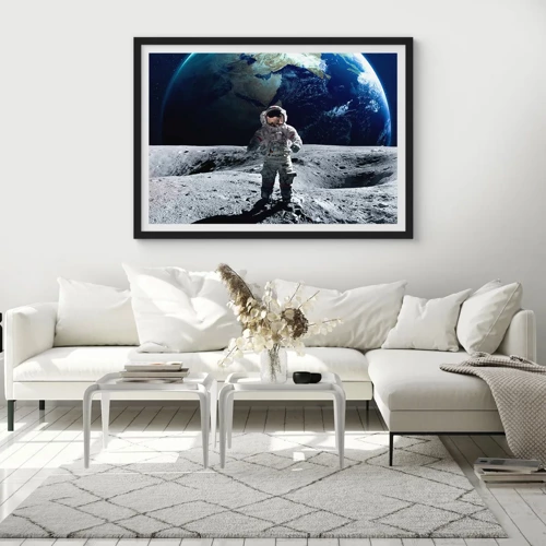 Affiche dans un cadre noir - Poster - Salutations de la lune - 91x61 cm