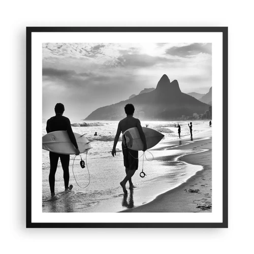 Affiche dans un cadre noir - Poster - Samba sur une vague - 60x60 cm