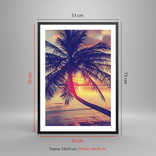 Affiche dans un cadre noir - Poster - Soirée sous les palmiers - 50x70 cm