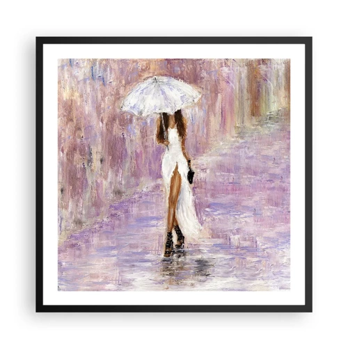 Affiche dans un cadre noir - Poster - Sous la pluie lilas - 60x60 cm