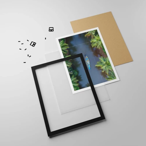 Affiche dans un cadre noir - Poster - Sur un sentier tropical - 30x40 cm