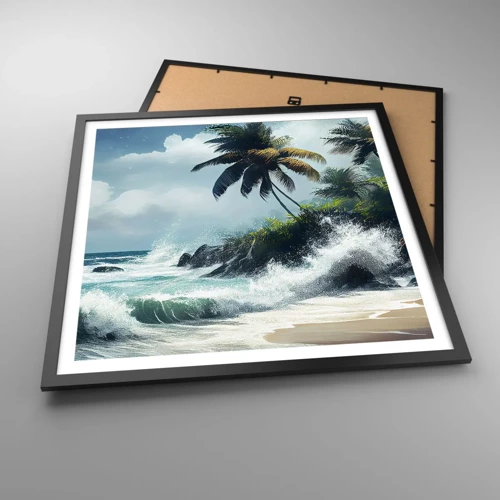 Affiche dans un cadre noir - Poster - Sur une côte tropicale - 60x60 cm