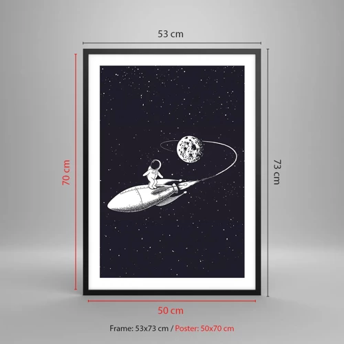 Affiche dans un cadre noir - Poster - Surfeur de l'espace - 50x70 cm