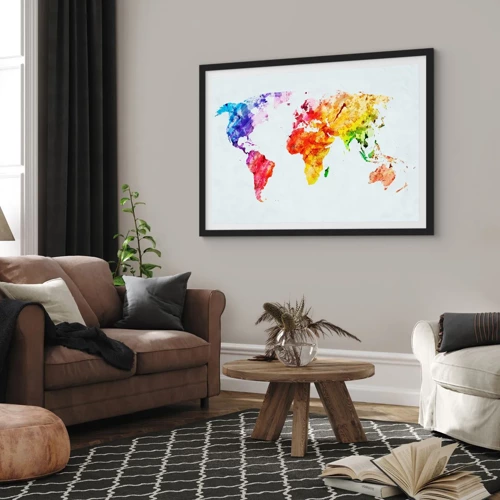 Affiche dans un cadre noir - Poster - Toutes les couleurs du monde - 40x30 cm
