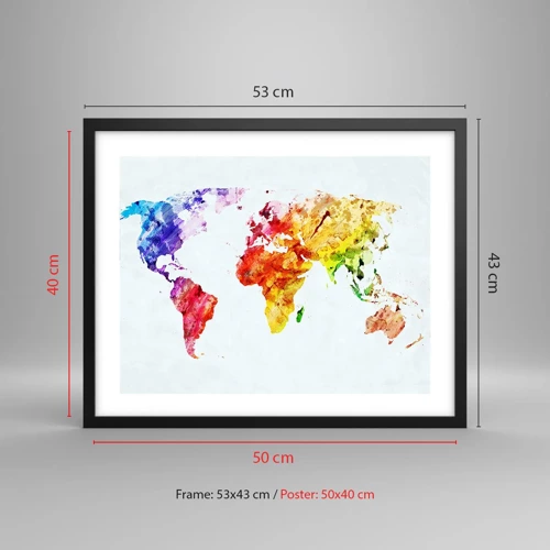 Affiche dans un cadre noir - Poster - Toutes les couleurs du monde - 50x40 cm