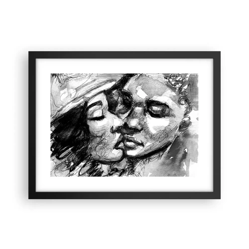 Affiche dans un cadre noir - Poster - Un moment tendre - 40x30 cm