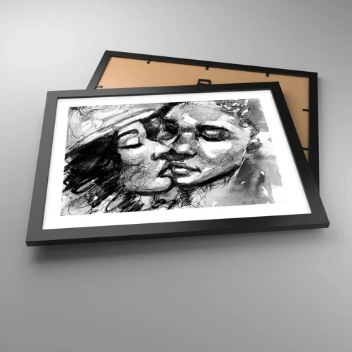 Affiche dans un cadre noir - Poster - Un moment tendre - 40x30 cm