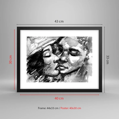 Affiche dans un cadre noir - Poster - Un moment tendre - 40x30 cm