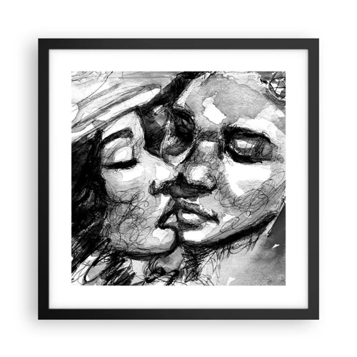 Affiche dans un cadre noir - Poster - Un moment tendre - 40x40 cm