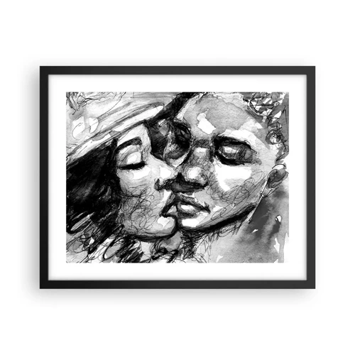 Affiche dans un cadre noir - Poster - Un moment tendre - 50x40 cm