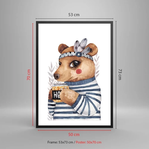 Affiche dans un cadre noir - Poster - Un nounours trop mignon - 50x70 cm