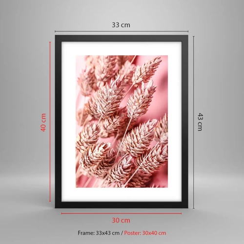 Affiche dans un cadre noir - Poster - Une cascade florale en rose - 30x40 cm