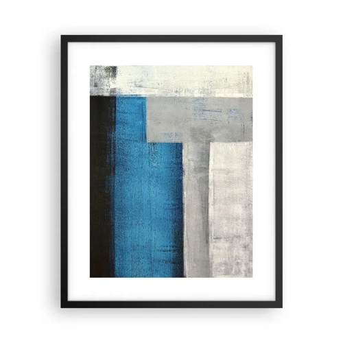 Affiche dans un cadre noir - Poster - Une composition poétique de gris et de bleu - 40x50 cm