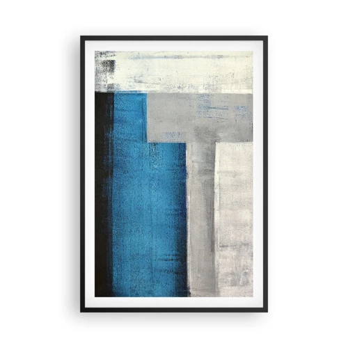 Affiche dans un cadre noir - Poster - Une composition poétique de gris et de bleu - 61x91 cm