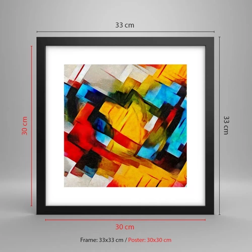 Affiche dans un cadre noir - Poster - Une superposition multicolore - 30x30 cm