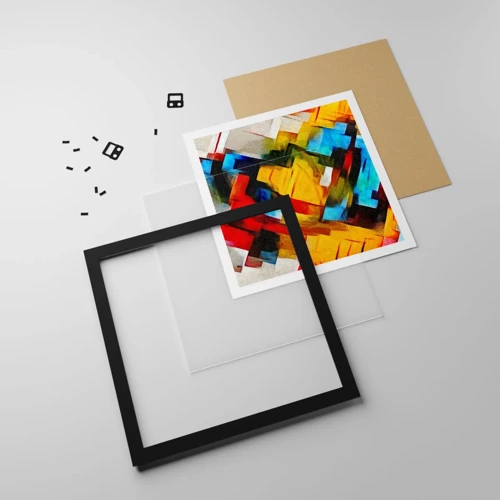 Affiche dans un cadre noir - Poster - Une superposition multicolore - 30x30 cm