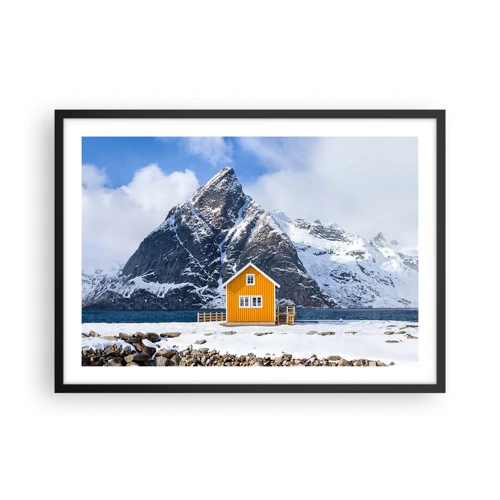 Affiche dans un cadre noir - Poster - Vacances scandinaves - 70x50 cm