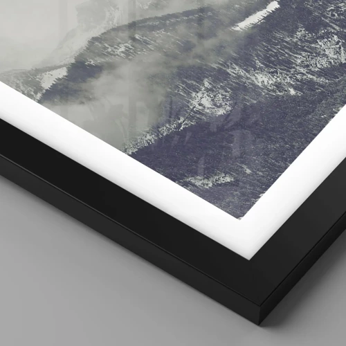Affiche dans un cadre noir - Poster - Vallée brumeuse - 91x61 cm