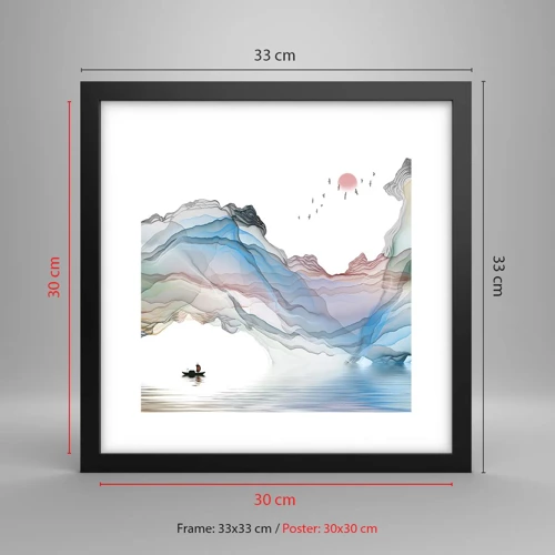Affiche dans un cadre noir - Poster - Vers les montagnes de cristal - 30x30 cm