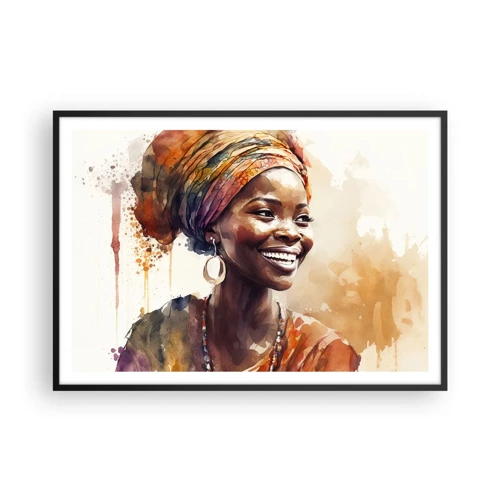 Affiche dans un cadre noir - Poster - reine africaine - 100x70 cm