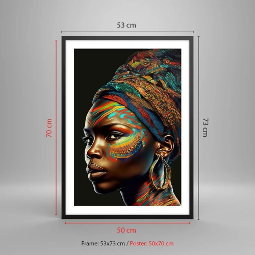 Affiche dans un cadre noir - Poster - reine africaine - 50x70 cm