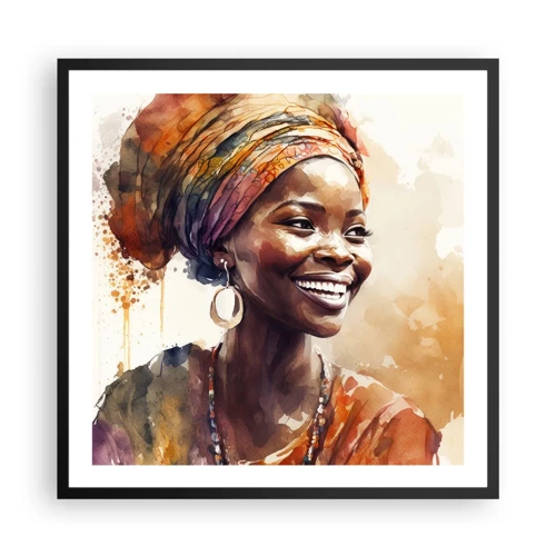 Affiche dans un cadre noir - Poster - reine africaine - 60x60 cm