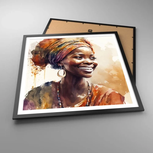 Affiche dans un cadre noir - Poster - reine africaine - 60x60 cm