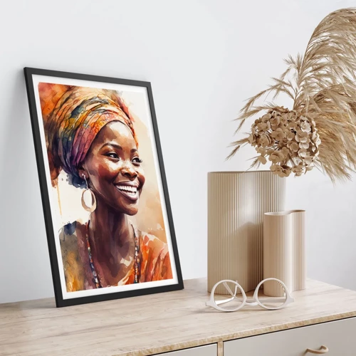 Affiche dans un cadre noir - Poster - reine africaine - 61x91 cm