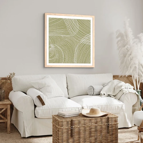 Affiche dans un chêne clair - Poster - Abstraction complexe de blanc - 50x50 cm