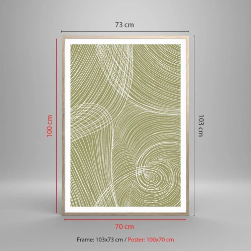 Affiche dans un chêne clair - Poster - Abstraction complexe de blanc - 70x100 cm