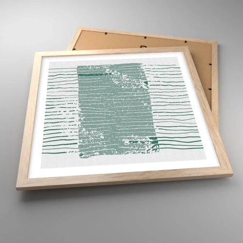 Affiche dans un chêne clair - Poster - Abstraction de la mer - 40x40 cm