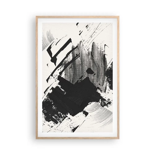 Affiche dans un chêne clair - Poster - Abstraction – expression du noir - 61x91 cm