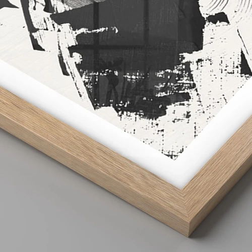 Affiche dans un chêne clair - Poster - Abstraction – expression du noir - 70x100 cm