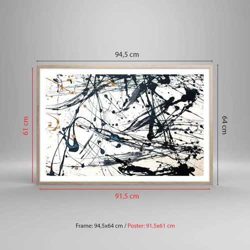 Affiche dans un chêne clair - Poster - Abstraction expressionniste - 91x61 cm