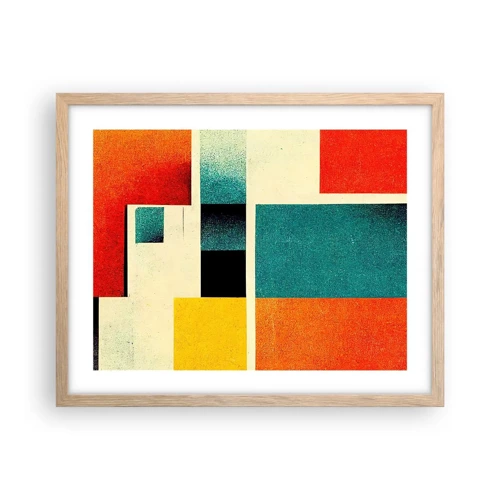 Affiche dans un chêne clair - Poster - Abstraction géométrique – bonne énergie - 50x40 cm