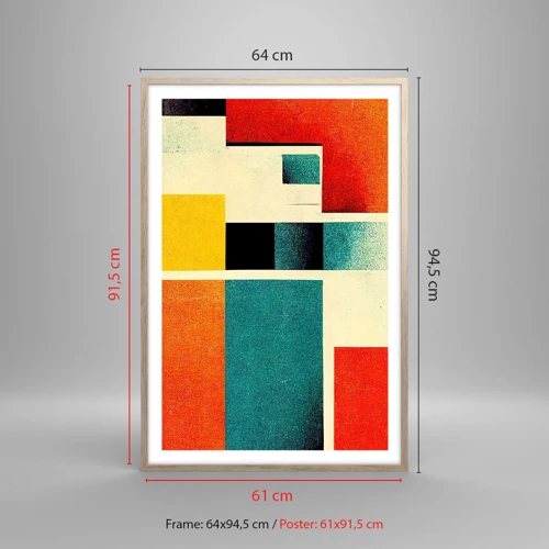 Affiche dans un chêne clair - Poster - Abstraction géométrique – bonne énergie - 61x91 cm