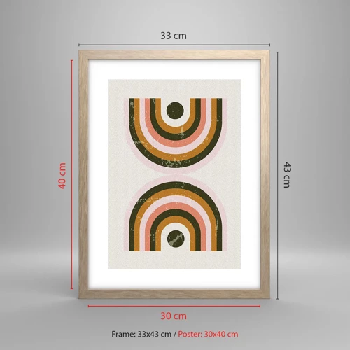 Affiche dans un chêne clair - Poster - Abstraction jumelle - 30x40 cm