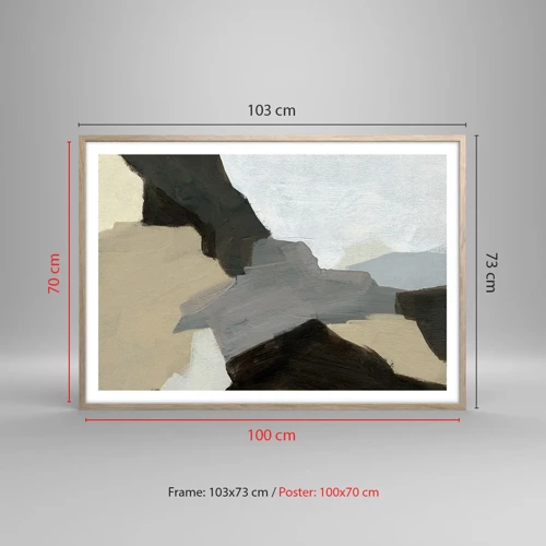 Affiche dans un chêne clair - Poster - Abstraction : le carrefour du gris - 100x70 cm