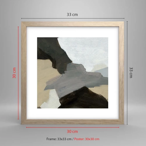 Affiche dans un chêne clair - Poster - Abstraction : le carrefour du gris - 30x30 cm