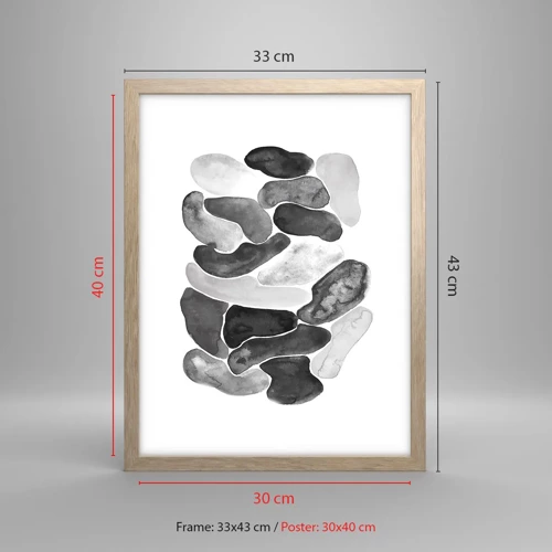 Affiche dans un chêne clair - Poster - Abstraction rocheuse - 30x40 cm