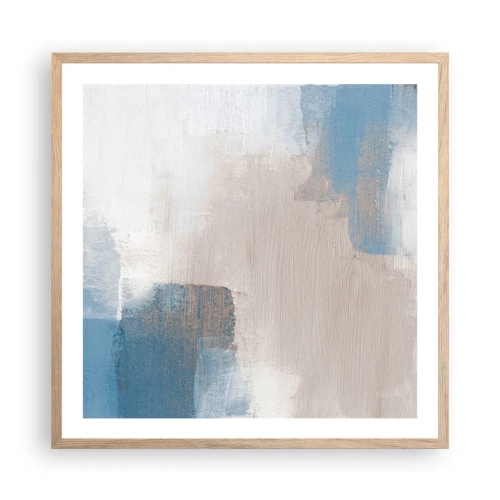 Affiche dans un chêne clair - Poster - Abstraction rose derrière un rideau de bleu - 60x60 cm