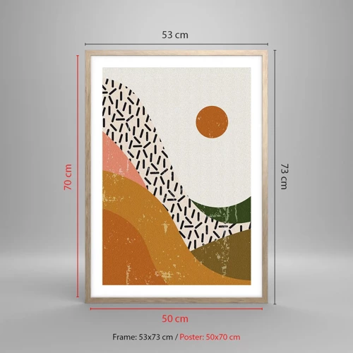 Affiche dans un chêne clair - Poster - Abstraction solaire - 50x70 cm