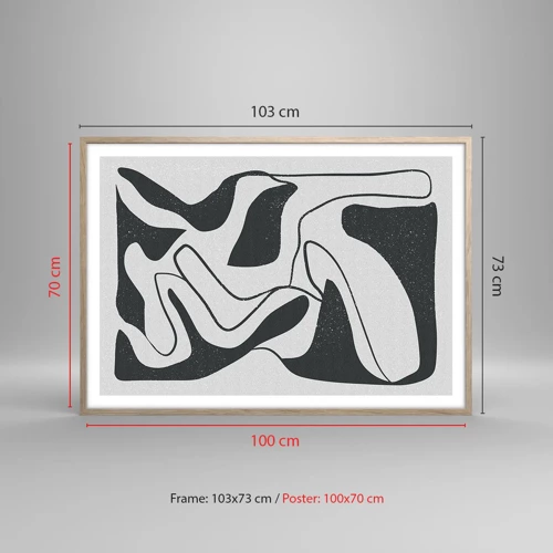 Affiche dans un chêne clair - Poster - Amusement de labyrinthe abstrait - 100x70 cm
