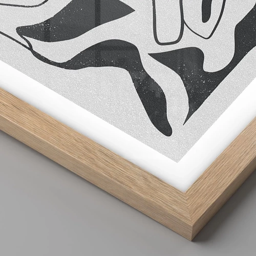 Affiche dans un chêne clair - Poster - Amusement de labyrinthe abstrait - 100x70 cm